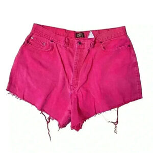 Vintage 90's Pink Faded Glory Raw Hem Cut Off Denim Shorts 24” Waist